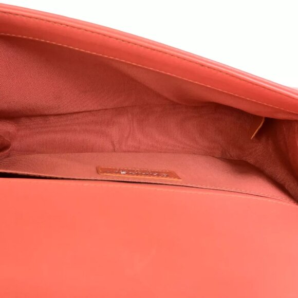 CHANEL CC Logo Boy Chain Shoulder Bag Tweed Leather Orange SHW France 332RK838 - Picture 5 of 16